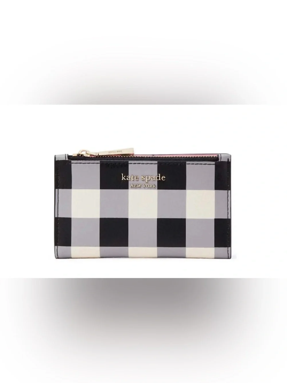 Kate Spade Bradley Gingham Print Leather Bifold Wallet NWOT